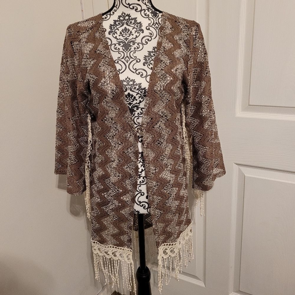 Rodeo fox open knit sleeved cardigan cover up‎